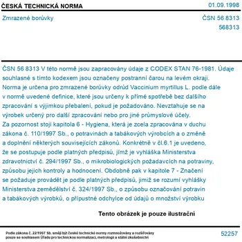 ČSN 56 8313 - Zmrazené borůvky - Tisk