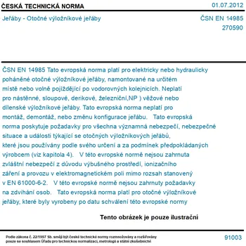 ČSN EN 14985 - Jeřáby - Otočné výložníkové jeřáby - Tisk