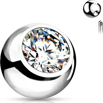 Piercing Šperky4U Náhradní kulička se zirkonem 1,6 x 5 mm - ND024C-1605