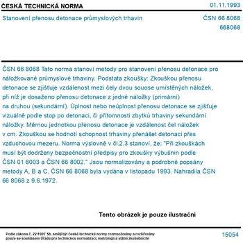 ČSN 66 8068 - Stanovení přenosu detonace průmyslových trhavin - Tisk