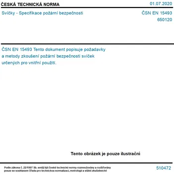 ČSN EN 15493 - Svíčky - Specifikace požární bezpečnosti - Tisk