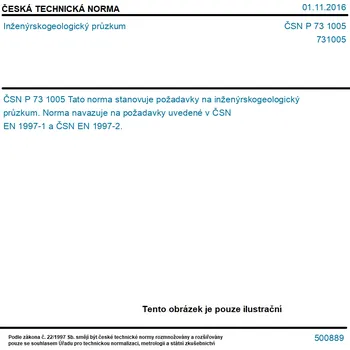 ČSN P 73 1005 - Inženýrskogeologický průzkum - Tisk