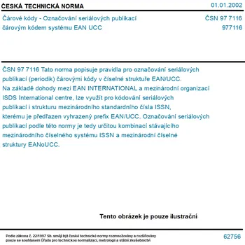 ČSN 97 7116 - Čárové kódy - Označování seriálových publikací čárovým kódem systému EAN UCC - Tisk