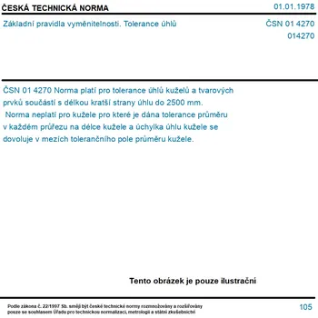ČSN 01 4270 - Základní pravidla vyměnitelnosti. Tolerance úhlů - Tisk