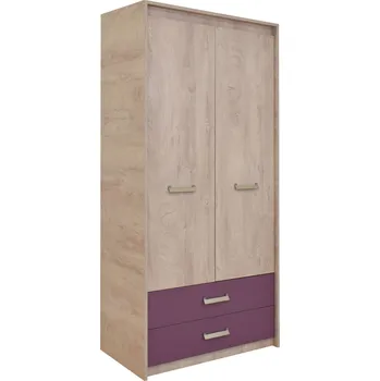 Šatní skříň Skříň šatní kombinovaná 2V2F dub premium/fialová KINDER
