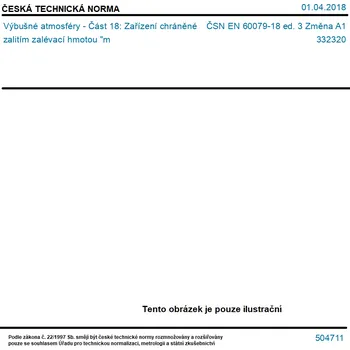 ČSN EN 60079-18 ed. 3 Změna A1 - Výbušné atmosféry - Část 18: Zařízení chráněné zalitím zalévací hmotou "m - Tisk