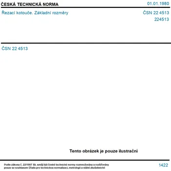 ČSN 22 4513 - Řezací kotouče. Základní rozměry - Tisk
