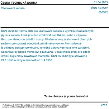 ČSN 65 0512 - Vzorkování kapalin - Tisk