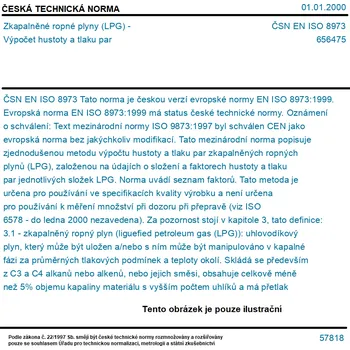 ČSN EN ISO 8973 - Zkapalněné ropné plyny (LPG) - Výpočet hustoty a tlaku par - Tisk