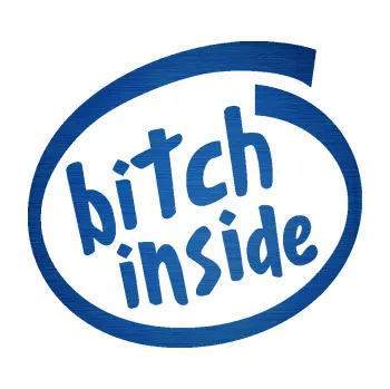 Samolepicí dekorace na vozidlo Bitch inside (65 - škrábaný kov modrý) SAMOLEPKA NA AUTO, NÁLEPKA, FÓLIE, POLEP, TUNING, VLASTNÍ TEXT, TISK, AUTOSAMOLEPKY.cz, POLEPY, OBRÁZEK, LOGO, 3D STICKERS