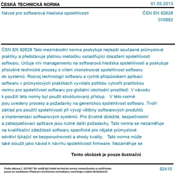 ČSN EN 62628 - Návod pro softwarová hlediska spolehlivosti - Tisk