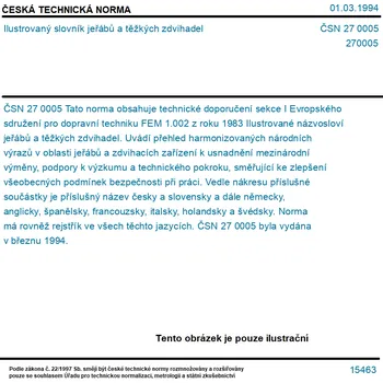 ČSN 27 0005 - Ilustrovaný slovník jeřábů a těžkých zdvihadel - Tisk