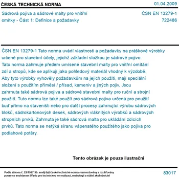 ČSN EN 13279-1 - Sádrová pojiva a sádrové malty pro vnitřní omítky - Část 1: Definice a požadavky - Tisk