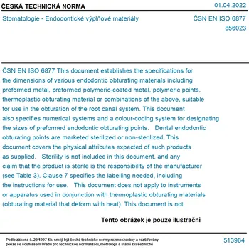 ČSN EN ISO 6877 - Stomatologie - Endodontické výplňové materiály - Tisk