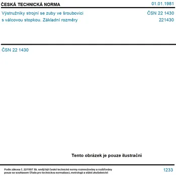 Výstružník ČSN 22 1430 - Výstružníky strojní se zuby ve šroubovici s válcovou stopkou. Základní rozměry - Tisk