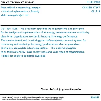 ČSN EN 17267 - Plán měření a monitoringu energie - Návrh a implementace - Zásady sběru energetických dat - Tisk