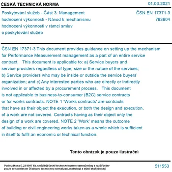 ČSN EN 17371-3 - Poskytování služeb - Část 3: Management hodnocení výkonnosti - Návod k mechanismu hodnocení výkonnosti v rámci smluv o poskytování služeb - Tisk