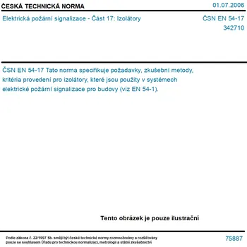 ČSN EN 54-17 - Elektrická požární signalizace - Část 17: Izolátory - Tisk