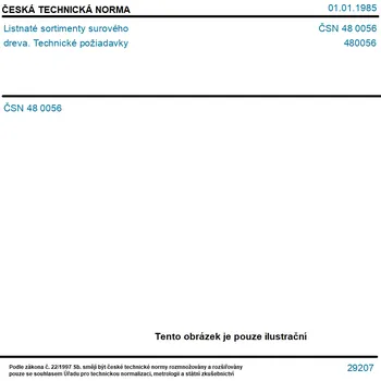 ČSN 48 0056 - Listnaté sortimenty surového dreva. Technické požiadavky - Tisk