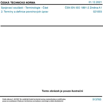 ČSN EN ISO 1891-2 Změna A1 - Spojovací součásti - Terminologie - Část 2: Termíny a definice povrchových úprav - Tisk