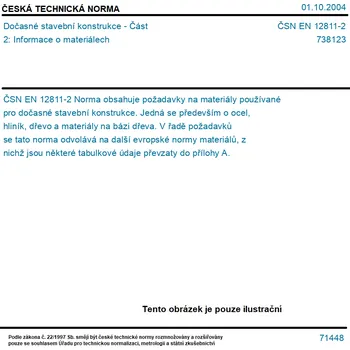 ČSN EN 12811-2 - Dočasné stavební konstrukce - Část 2: Informace o materiálech - Tisk
