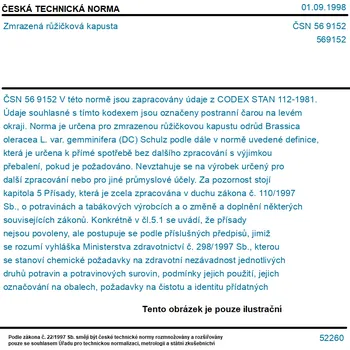 ČSN 56 9152 - Zmrazená růžičková kapusta - Tisk