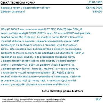ČSN 83 7000 - Soustava norem v oblasti ochrany přírody. Základní ustanovení - Tisk