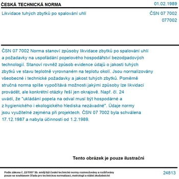 ČSN 07 7002 - Likvidace tuhých zbytků po spalování uhlí - Tisk