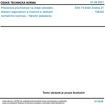 ČSN 73 6320 Změna Z1 - Prostorová průchodnost na dráze celostátní, dráhách regionálních a místních a vlečkách normálního rozchodu - Národní požadavky - Tisk