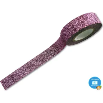 Lepicí páska Folia - Max Bringmann Washi Tape - dekorační lepící glitrová páska se třpytkami - RŮŽOVÁ