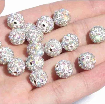 Dětské navlékací korálky Pro Háčkování Shamballa korálek 10 mm stříbrný AB