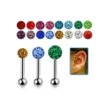 Piercing Piercingate Činka do ucha s krystaly PNC00076 - Barva/Motiv: Ametyst (fialová), Délka tyčky: 6 mm, Kuličky: 4 mm, Průměr tyčky: 1,2 mm