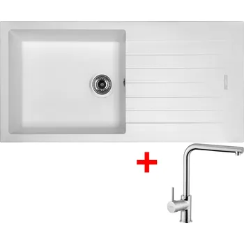 Granitový dřez Set Sinks PERFECTO 1000 + baterie Barva: Bílá, Baterie: ELKA, Označení: Milk + Dárek