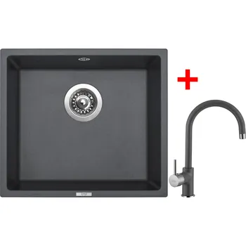 Granitový dřez Set Sinks FRAME 457 + baterie Barva: Šedá metalická, Baterie: VITALIA GR, Označení: Titanium