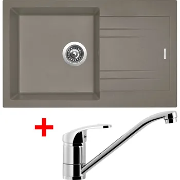 Granitový dřez Set Sinks LINEA 780 + PRONTO chrom Barva: Šedobéžová, Označení: Truffle + Dárek