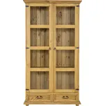 Drewmax KW704 dřevěná vitrína masiv borovice rustikal (Voskovaný borovicový nábytek)