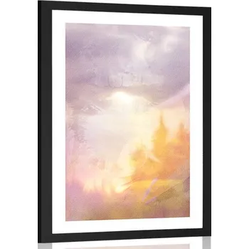 Plakát Dovido Plakát s paspartou zářivé obrysy lesa