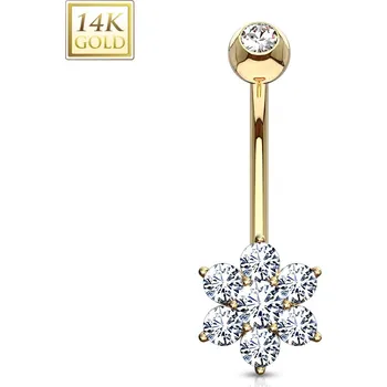 Piercing Šperky4U Zlatý piercing do pupíku - kytička, Au 585/1000 - ZL01067-YG