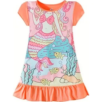 Čína Dívčí noční košilky s krátkým rukávem, mořské panny Barva: Oranžová, Velikost: S/2-3T