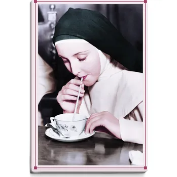 Malvis ® Obraz Jeptiška pije kakao Velikost: 60x80 cm