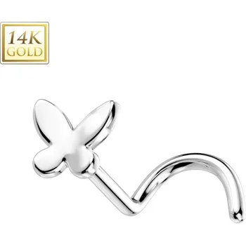 Piercing Šperky4U Zlatý piercing do nosu - motýlek, Au 585/1000 - ZL01237-WG