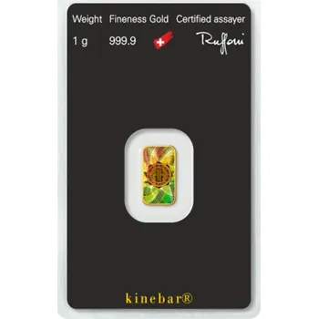 1g Argor Heraeus SA Švýcarsko Kinebar Investiční zlatý slitek