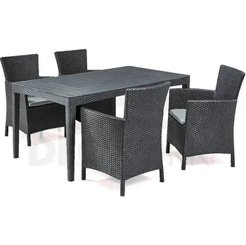 Jídelní set DEOKORK Zahradní sestava z umělého ratanu GIRONA 1+4 (antracit)