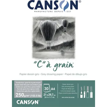 Canson C a grain skicák lepený A4 30 listů 250g/m2, 21x29,7cm šedý