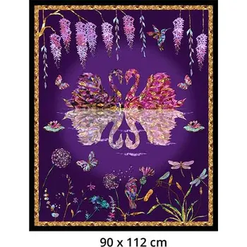 US 999-592 Tiffany Swan lake panel 90 bavlněná látka patchwork