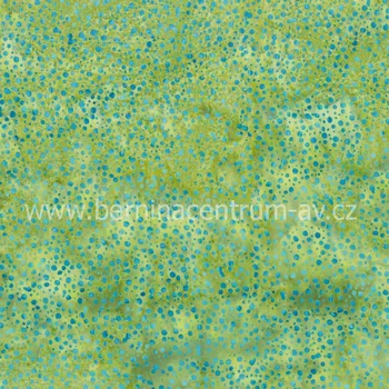 Hoffman 3019-013 bali batika puntík zelená bavlněná látka patchwork