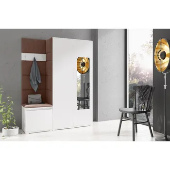 Předsíňová stěna Eka Předsíňová stěna s čalouněnými panely Trinity 11 - Bílá / Hnědá 2307