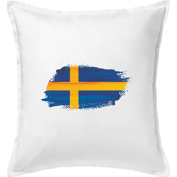 Polštář Švédská vlajka kreslená - Polštář 50x50 - 50x50 - Pouze potah ( Bílá )