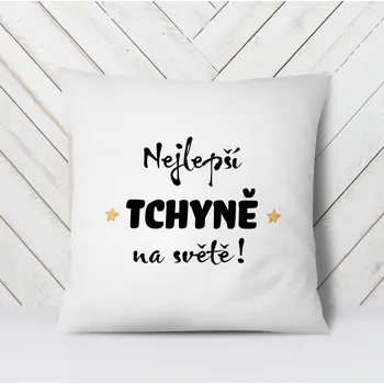 Dekorativní polštářek Domovi Bílý polštář s nápisem Nejlepší tchyně na světě 40x40