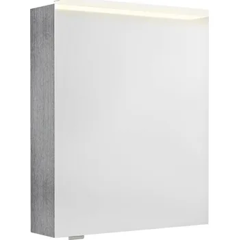 Zrcadlo SAPHO LINEX galerka s LED osvětlením, 60x70x15cm, levá/pravá, dub stříbrný